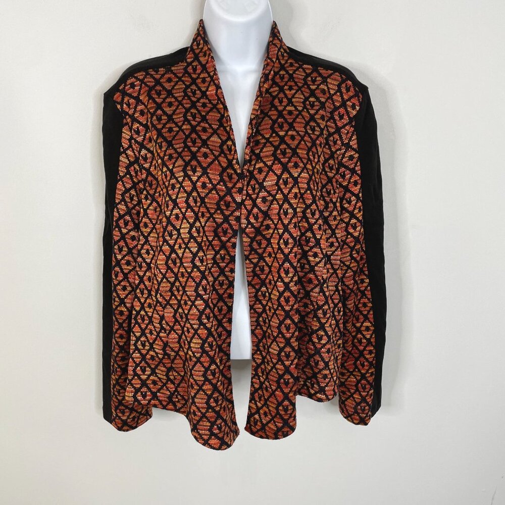 Ruby Rd Womens Open Front Jacket PXL Multicolor SOUTHWEST Inspired Long Sleeve